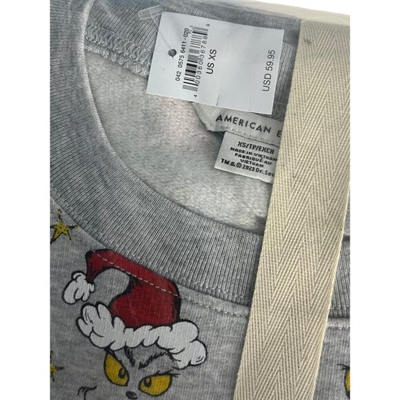 American Eagle Pajama Set Womens XS Grinch Dr. Suess Fleece PJ Christmas Comfy - Picture 2 of 4